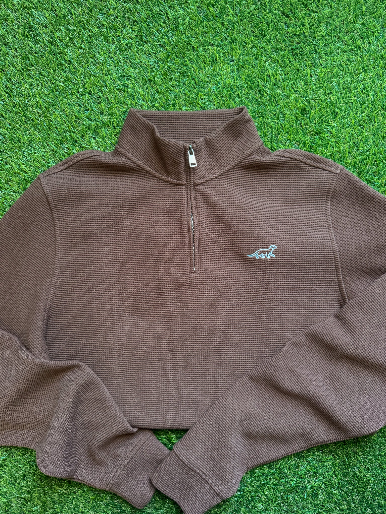 Men's Brown Waffle 1/4 Zip