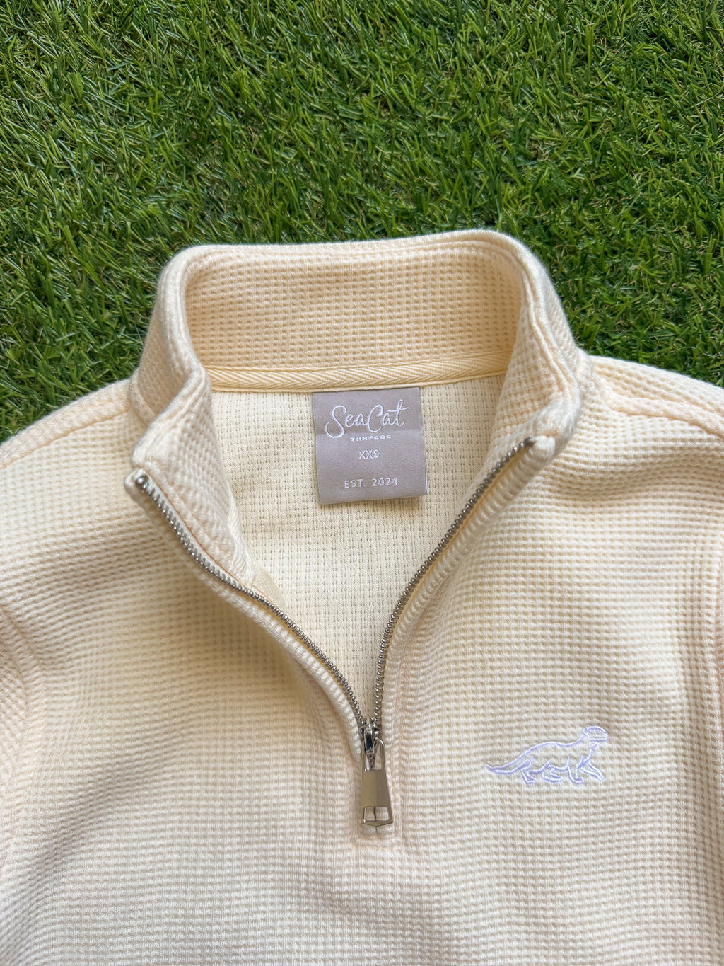 Kids Cream Waffle 1/4 Zip