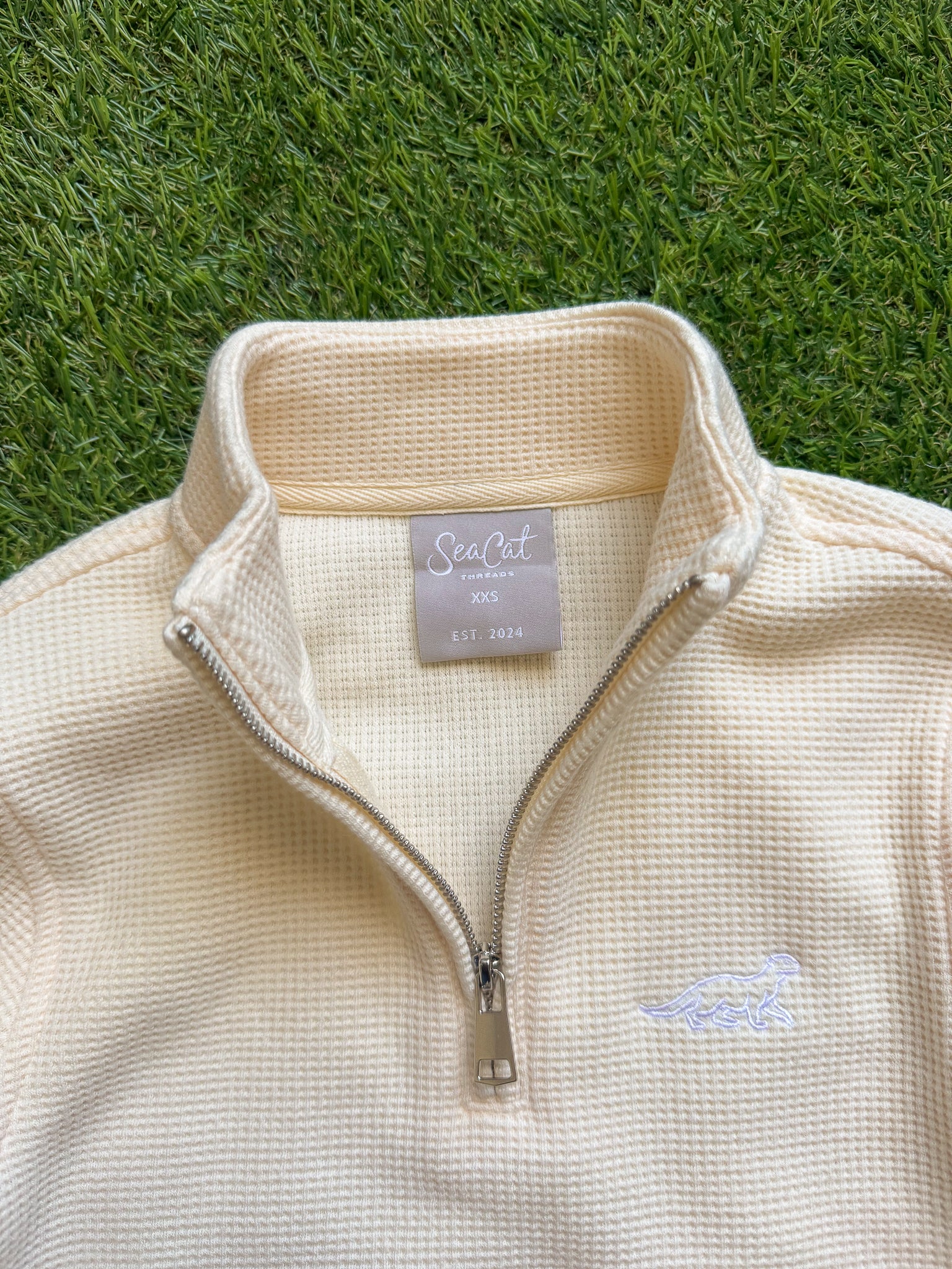 Kids Cream Waffle 1/4 Zip