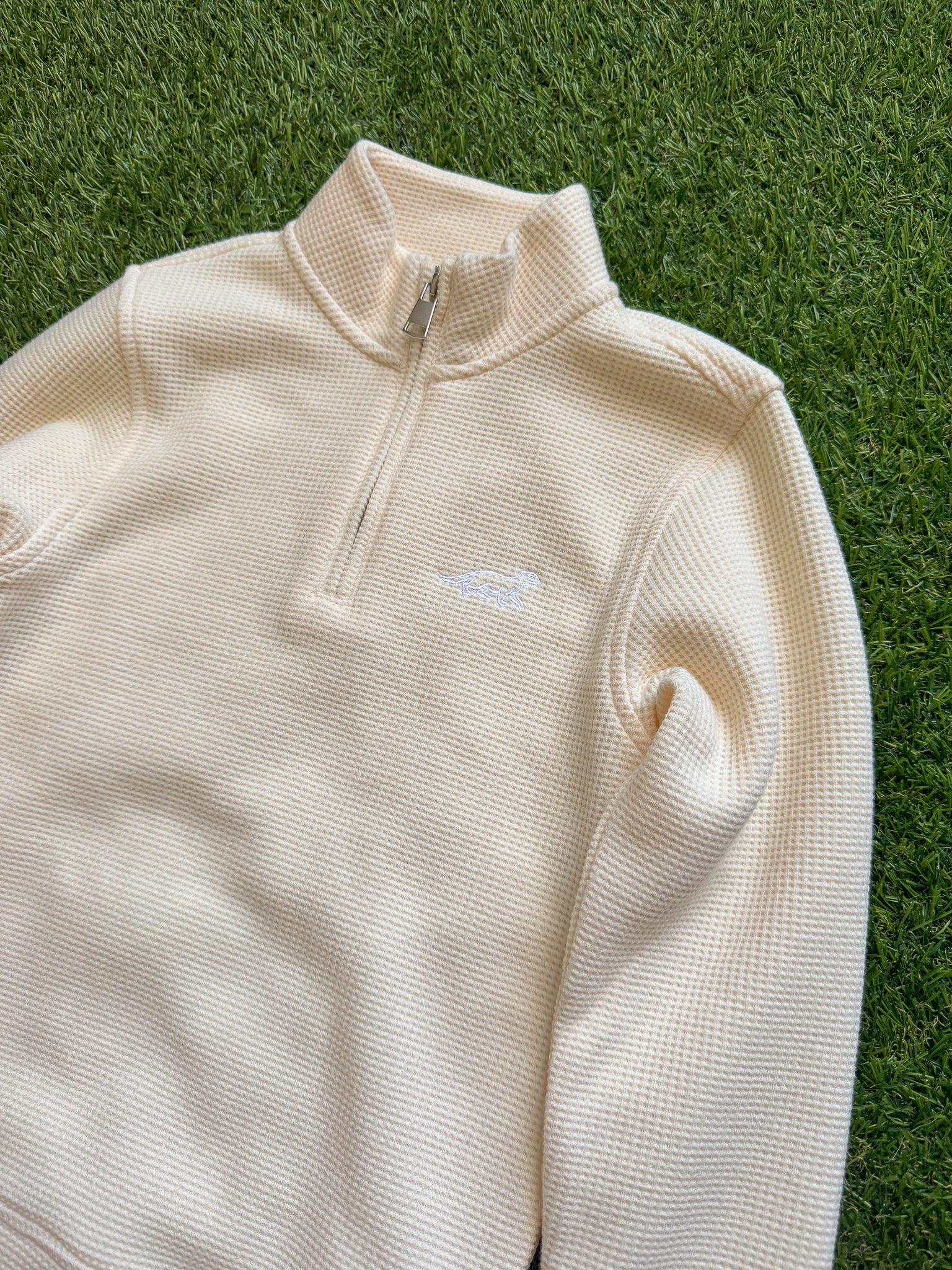 Kids Cream Waffle 1/4 Zip