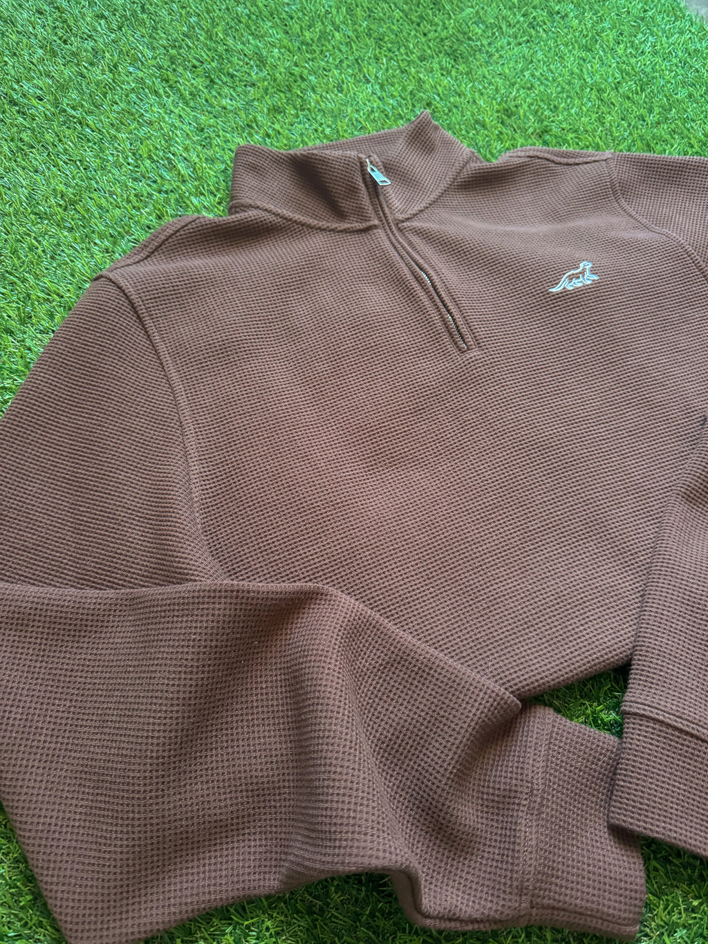 Men's Brown Waffle 1/4 Zip