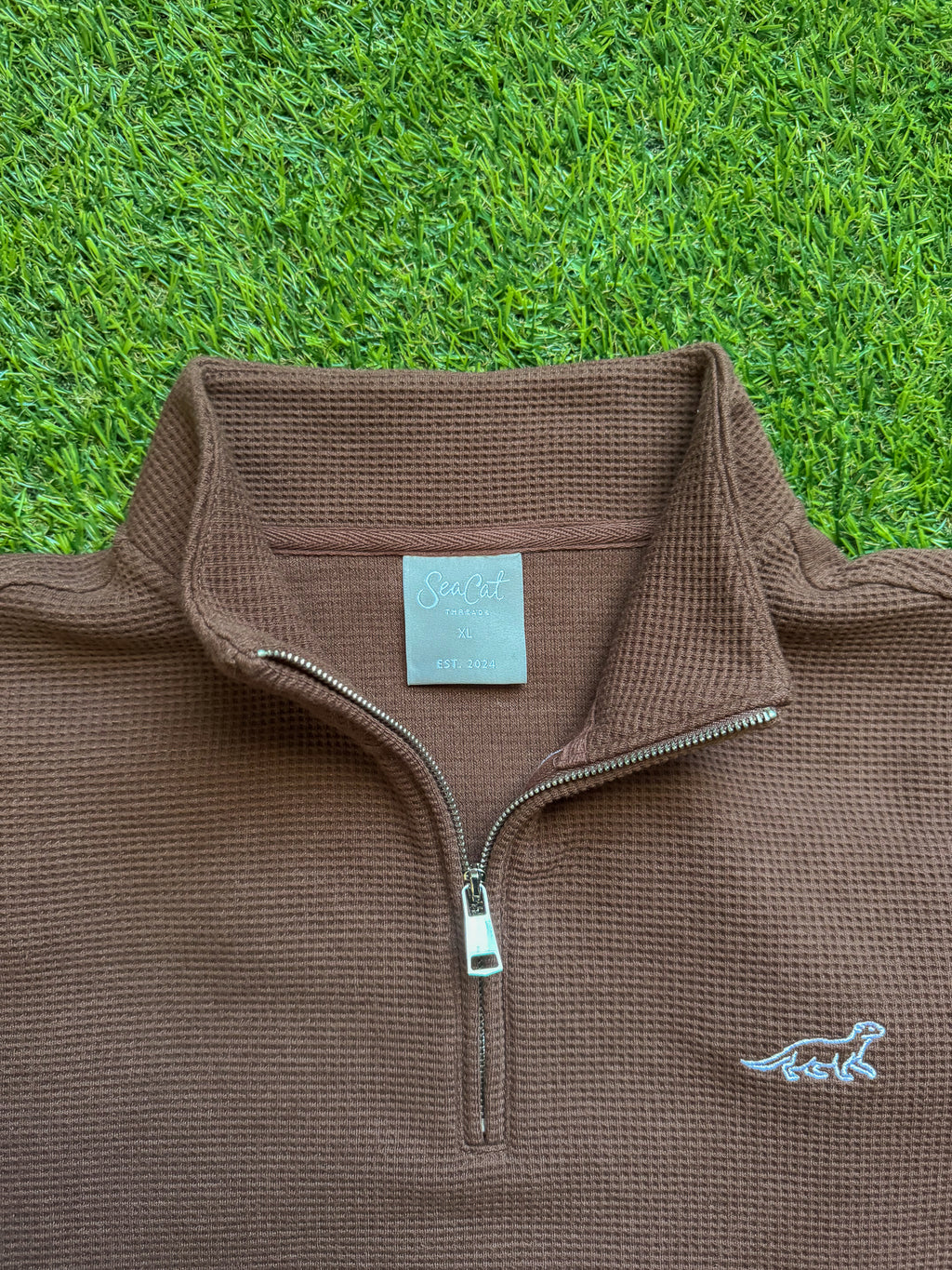 Men's Brown Waffle 1/4 Zip