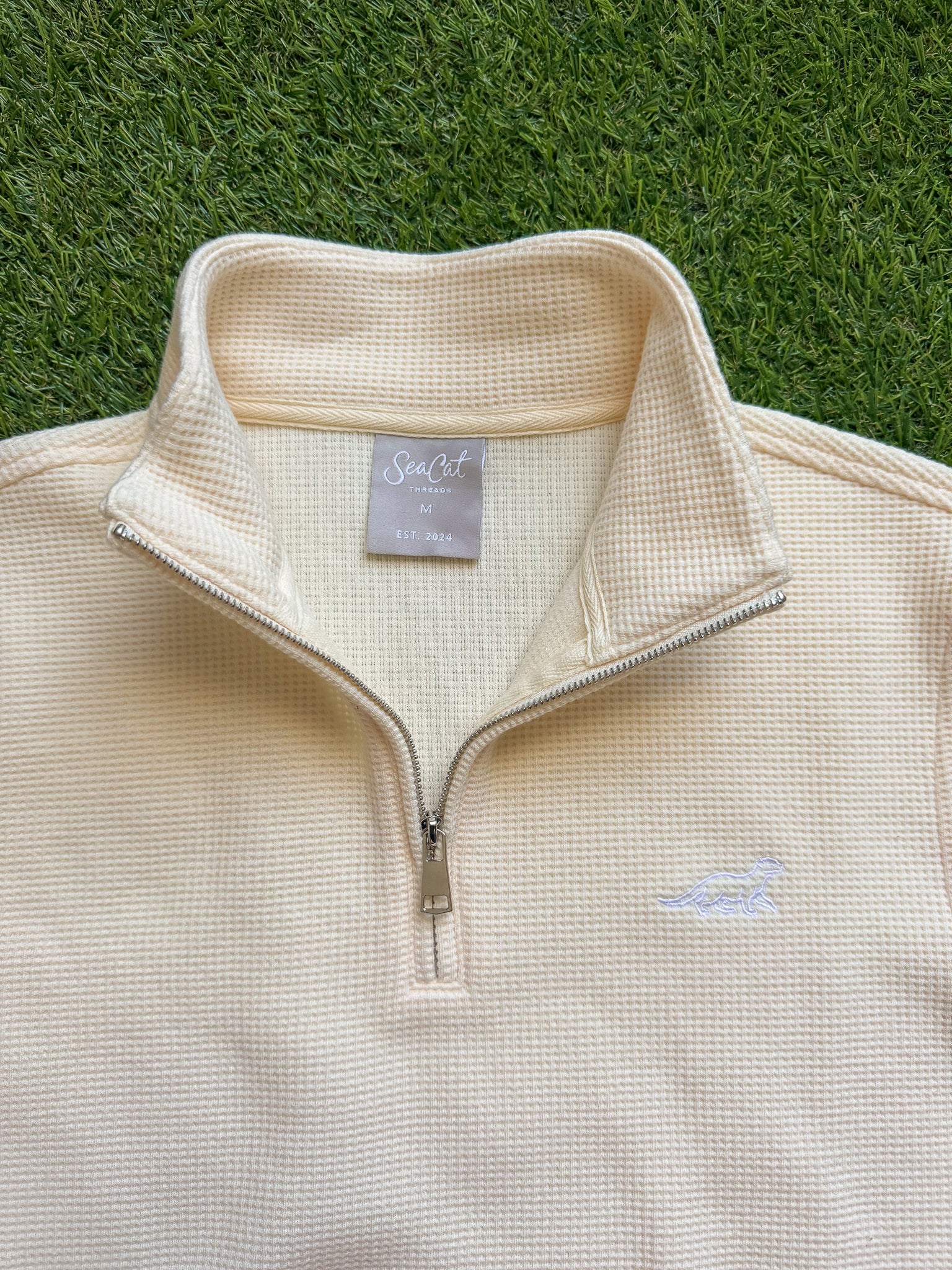 Men's Cream Waffle 1/4 Zip