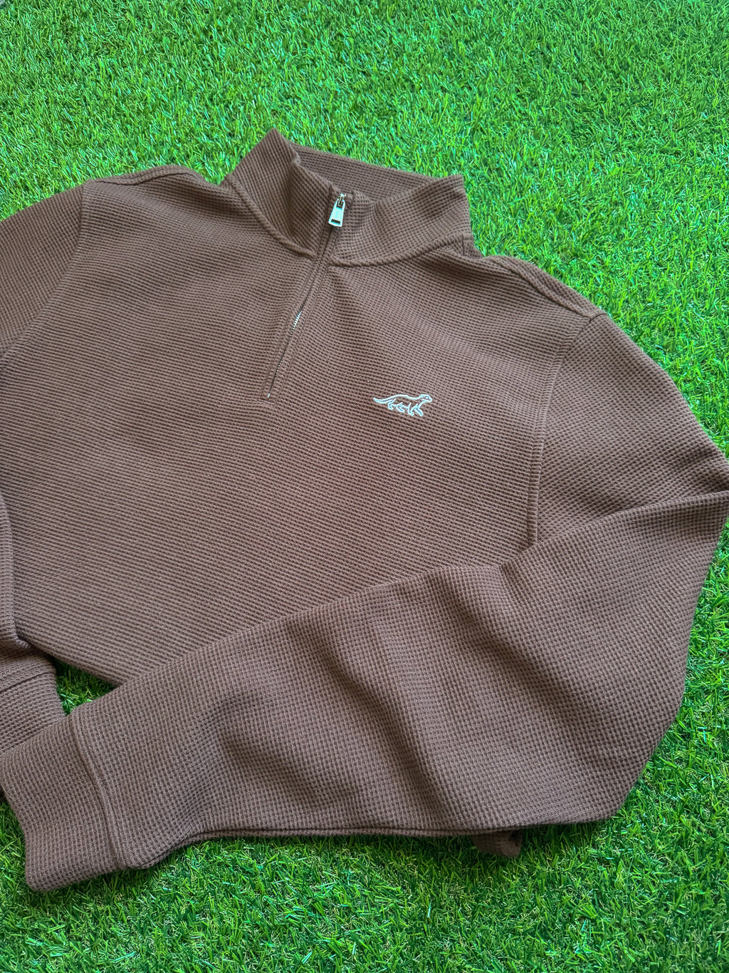 Men's Brown Waffle 1/4 Zip